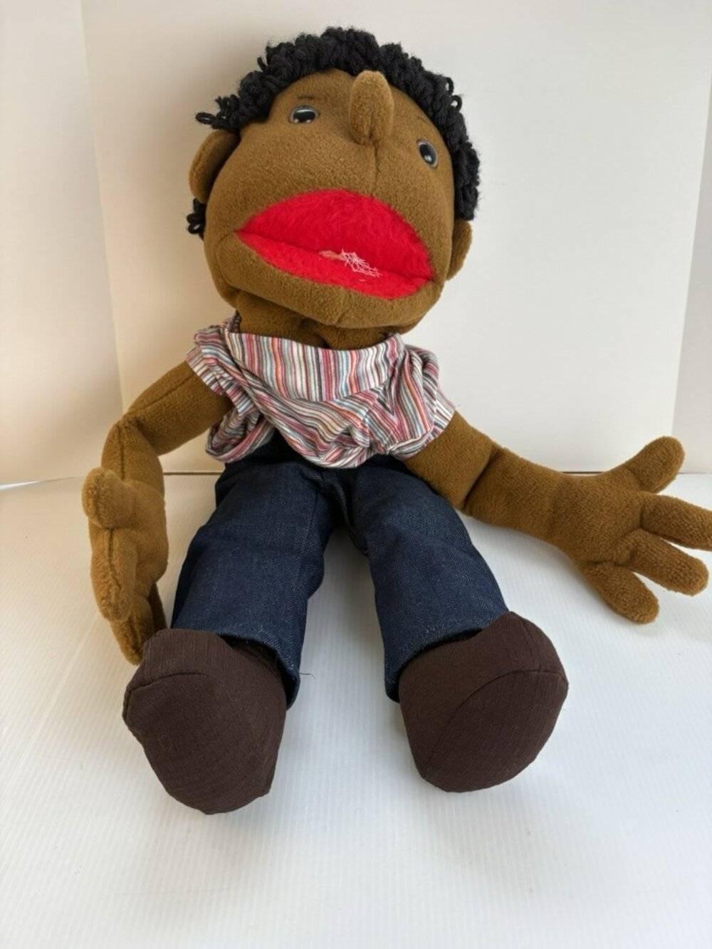 Vtg African American Boy Full Body Ventriloquist Puppet Professional 28" no rods